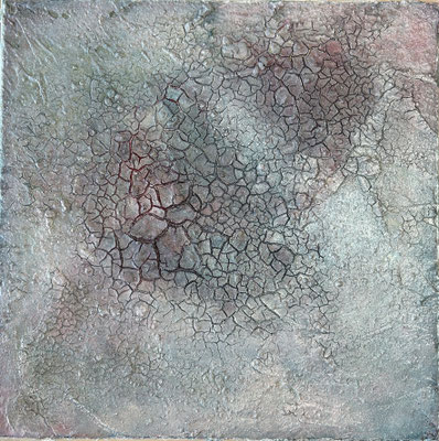 Schichten durchbrechen 2   ...   Sumpfkalk und Tusche auf Leinwand   ... 30 x 30 cm