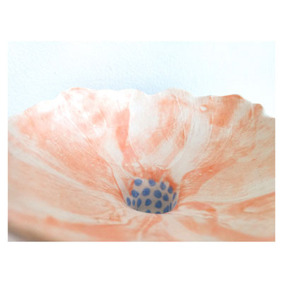 Unique "pinchpot" in white stoneware and porcelain. Non toxic satin glazing.