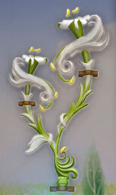 Wanddekoration aus der getrockneten Schattenblume