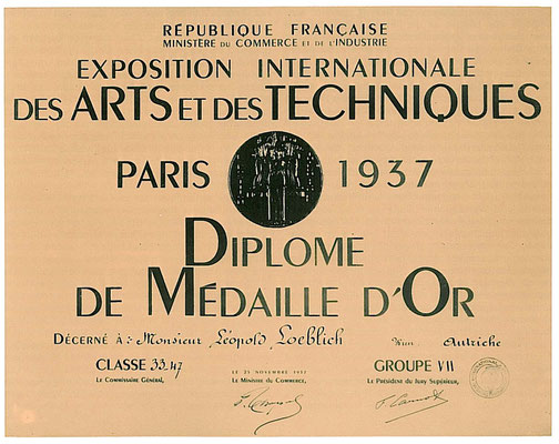 Goldmedaille Weltausstellung Paris 1937