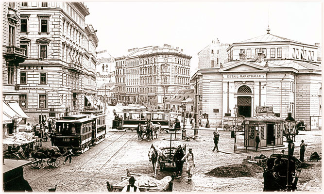 Nussdorferstrasse 21 um 1900 (links LÖBLICH im Haus 21)