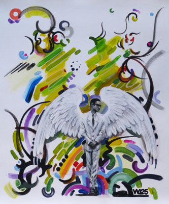  Grauer Engel - 46 x 55cm   Acrylfarbe auf Leinwand  190.00 €