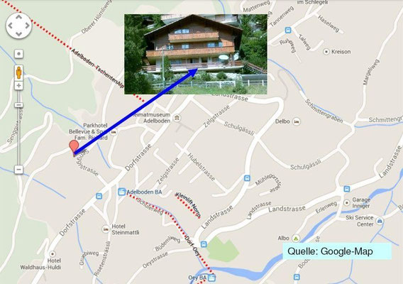 Lageplan des Chalet Juwel in Adelboden