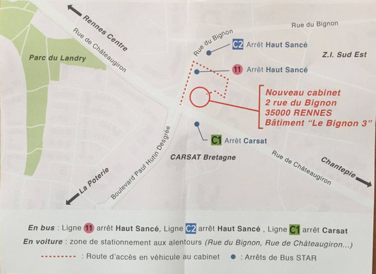 Plan d'accès au nouveau cabinet de Rennes 