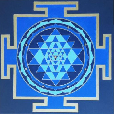 Shri Yantra in blau