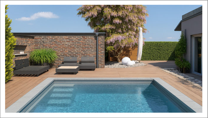 Riviera Pool mit Treppe – komfortabler Einstieg bei GFK Fertigpools von Poolbau Rhein Main