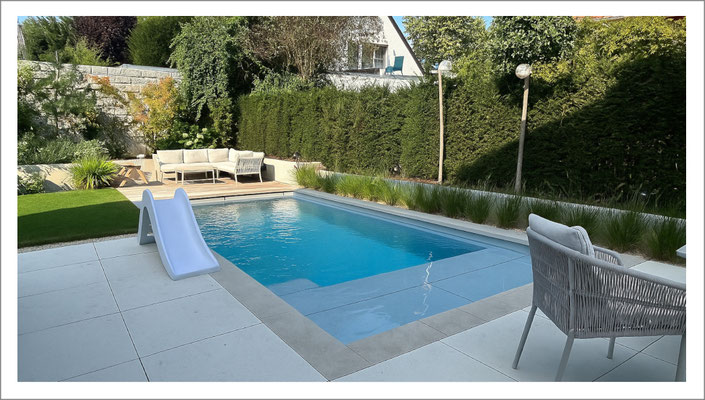 Riviera Fertigpool im Garten – moderner Design-Pool mit klaren Linien - Poolbau Rhein Main