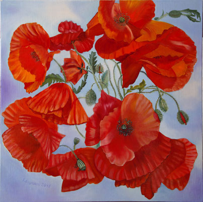 "Mohnblumen 2" (40×40cm) 2018