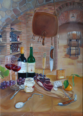 "Weinkeller" Naturmord. Diptych Teil1 (50×70cm) 2021