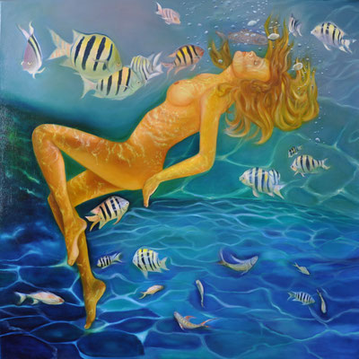 "Schwimmerin" (100x100cm.) 2022