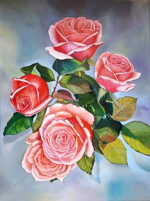 "Spätsommerrosen 2" (60×80cm) 2017