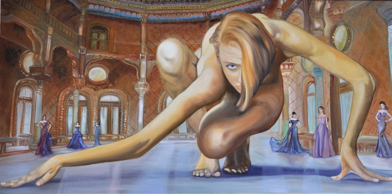 "Vor dem Sprung1" (80×40cm) 2019