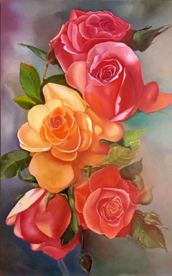 "Spätsommerrosen" (50×80cm) 2017