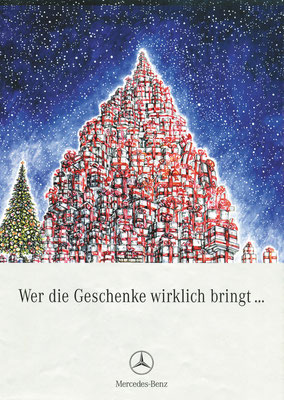 Cover-Illustration für MERCEDES BENZ, Broschüre "Wer die Geschenke wirklich bringt..."  © Caroline Ronnefeldt 