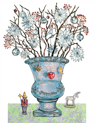 weihnachtliche Vase mit Silbersternen © Caroline Ronnefeldt
