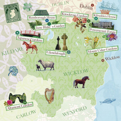 illustrierte Landkarte County Wicklow, Irland für Freundin DONNA © Caroline Ronnefeldt