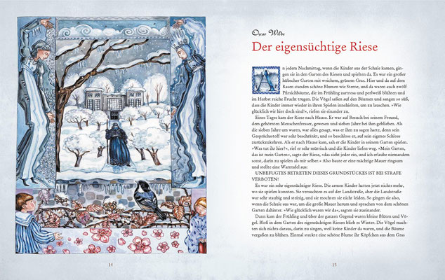 Illustration zu Oscar Wildes Kunstmärchen "Der eigensüchtige Riese"
