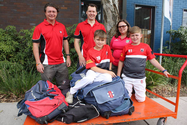 Big thanks to North Sydney District Junior Cricket Club for their large donation of quality used cricket gear today. Pictured from left to right, Karl Riseborough (president), Tony Davison (gear steward), Jenny Riseborough (treasurer, Milo In2Cricket coor