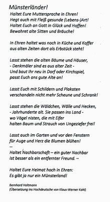 Übersetzung ins Hochdeutsche von Klaus-Werner Kahl (Hörstel)