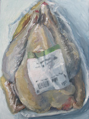 "Maispoularde, 2,99€", Öl auf Leinwand, 30 x 40, 2021