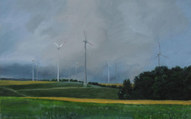 „Windräder bei Degersheim “, Öl auf Leinwand, 105 x 65cm, 2020