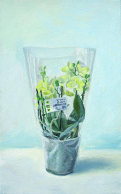 „Phalaenopsis, 11,99€", Öl auf Leinwand, 50x 80cm, 2024