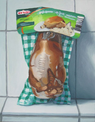 „Schweinshaxe, 3,79 €“ , Öl auf Leinwand, 60 x 75 cm, 2016