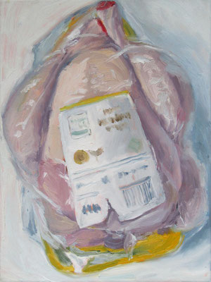 "Maispoularde, 3,99€", Öl auf Leinwand, 30 x 40, 2021
