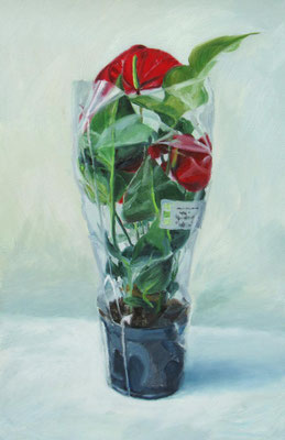 „Anthurium, 7,99€", Öl auf Leinwand, 50x 80cm, 2024