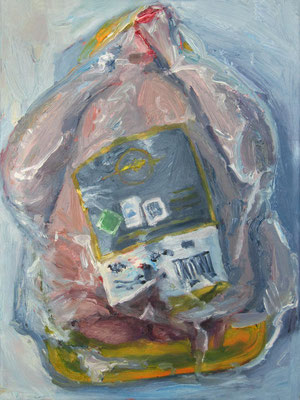 "Maispoularde, 4,19€", Öl auf Leinwand, 30x40, 2021