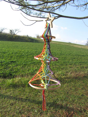 N°1 - Pêle-mêle/calendrier de l'Avent en macramé avec cercles, nu - Le Chaton et sa Poulette