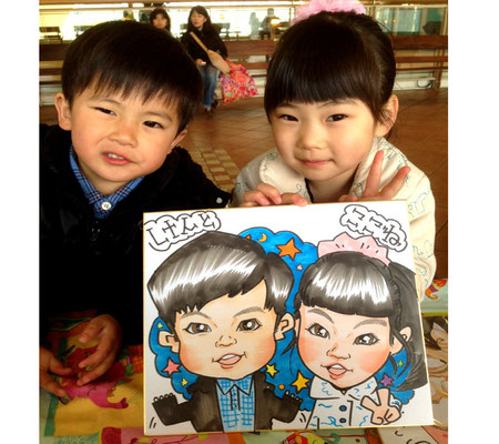 大阪　にがおえ　似顔絵　可愛い　安い　イラスト　プレゼント　記念日　子供　成長記録
