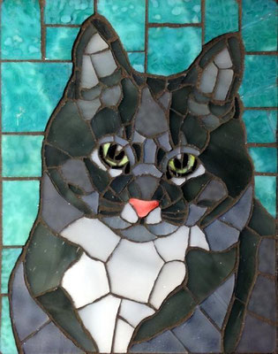 Buster - made with stained glass, 4x5"