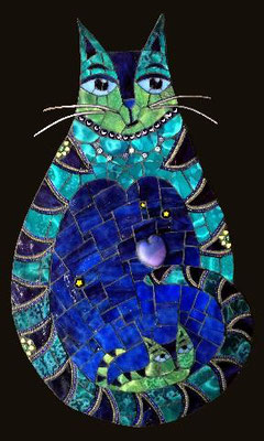 Beyond Space and Time - made with stained glass, millefiori, seed beads, glass fusion, and steel wire, 7 1/2 x 12 1/2" - sold