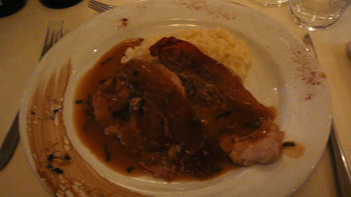 Mittagessen: Saltimboca mit Risotto