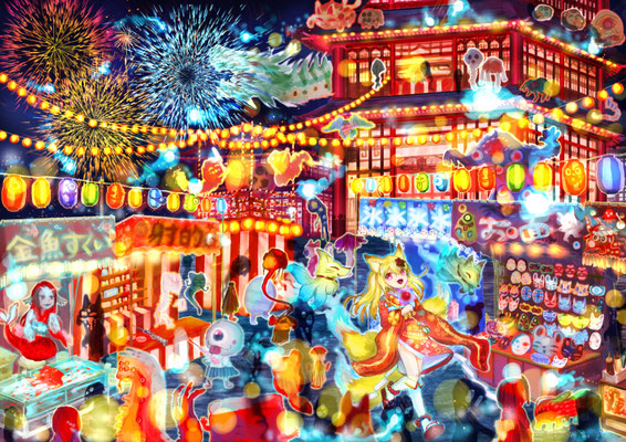 2020年8月　妖怪たちの夏祭り　パルミー夏イラストコンテスト2020　 パルミー賞  受賞