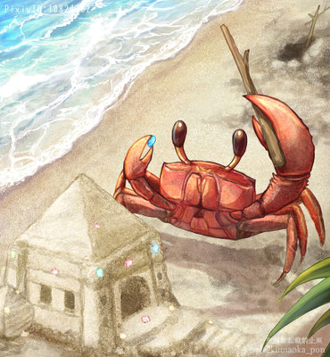 2023年6月 砂浜で遊ぶカニさん
