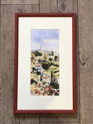 aquarelle encadrement cadre décoration village provence vacances souvenir nostalgie passe partout marie louise espace