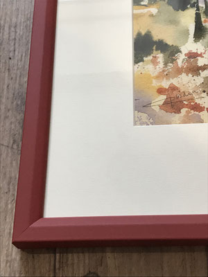 aquarelle encadrement cadre décoration village provence vacances souvenir nostalgie passe partout marie louise espace