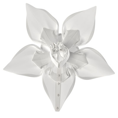 "shirt as origami flower" show motif for iron manufacturer