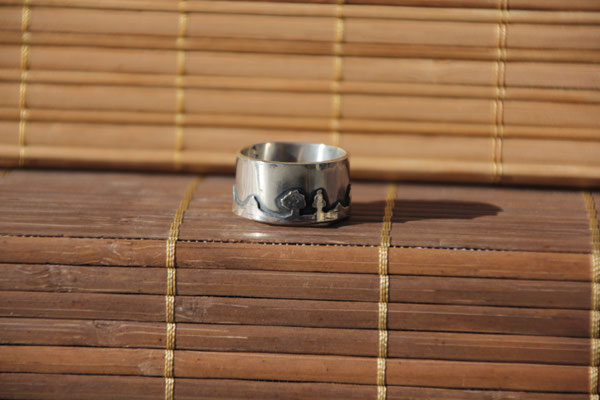 39.Bague paysage Arbre, Argent 925, 58 euros