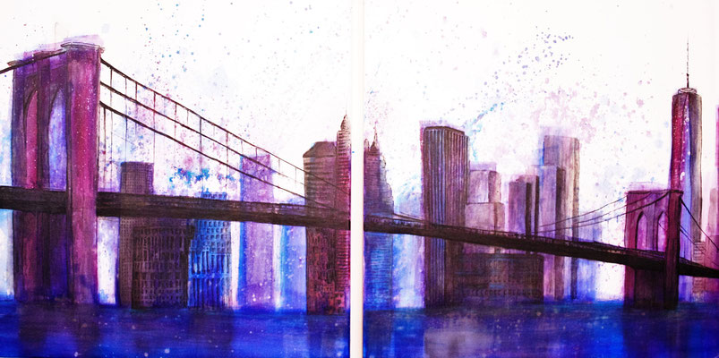 Brooklyn Bridge / 140 x 70 cm / Mischtechnik (2 Leinwände)
