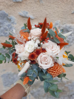 Ros Arum_mariage terracotta_bouquet de mariée_fleuriste mariage Rumilly