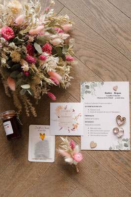 Ros Arum_camaieu de rose fleurs séchées_bouquet mariée_fleuriste mariage Rumilly