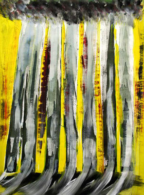 Verstrahlte Bäume, Acryl auf Papier