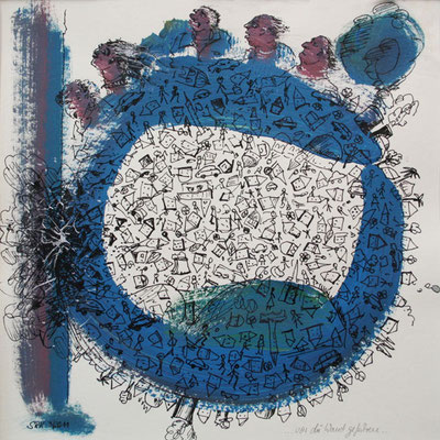 Vor die Wand gefahren, 20 x 20 cm, Mischtechnik auf Papier, 2011