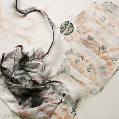 Letzte Zeichen, 20 x 20 cm, Mischtechnik auf Papier, 2011