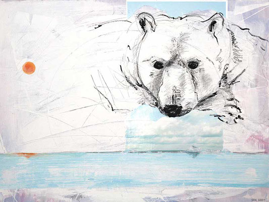  Eisbär, 60 x 80 cm, Collage, Acryl und Foto auf LW, 2007