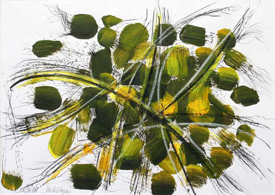 Verdichtung, 29,7 x 42 cm, Mischtechnik auf Papier, 2008