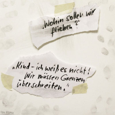 "Wohin?", 20 x 20 cm, Mischtechnik auf Papier, 2011